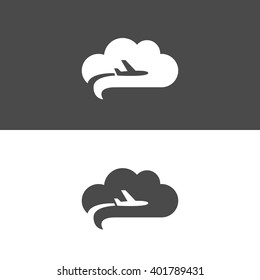 Flying Plane Cloud Icon Design