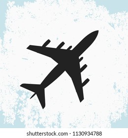 flying plane, design element, flat style, vector illustration, il 86, travel icon, flight over the sky, airport