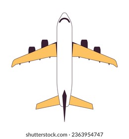 Flying plane flat monochrome isolated vector object. Travel plane. Editable black and white line art drawing. Simple outline spot illustration for web graphic design