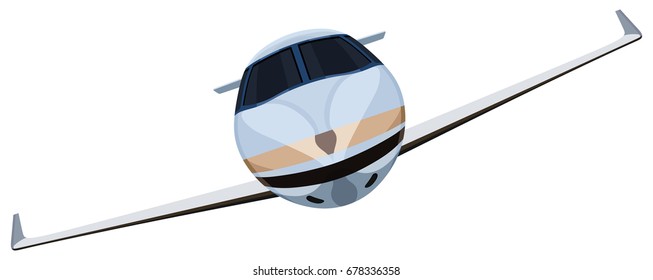 Flying A Plane Front View On A White Background