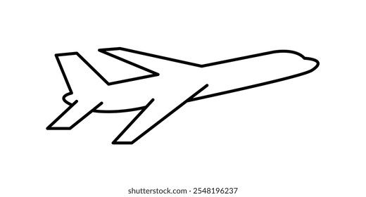 Flying plane icon. Airplane line pictogram isolated on white background. Commercial plane vector illustration