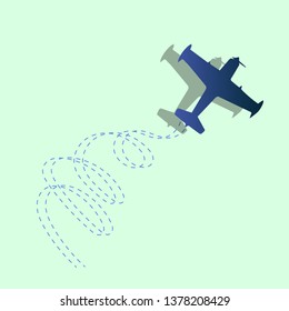 Flying plane icon with dotted lines