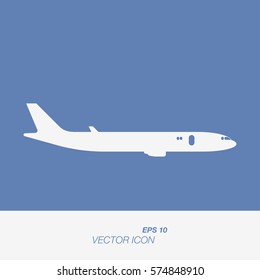 Flying plane icon in flat style. The icons on the theme of logistics and transportation. Vector illustration EPS 10.