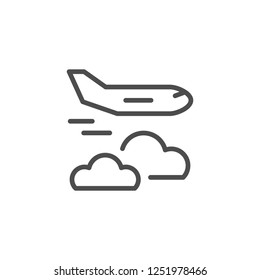 Flying plane line icon