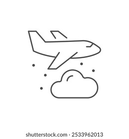 Flying plane line outline icon
