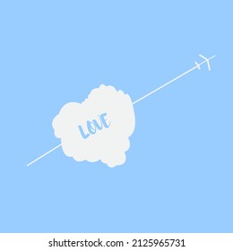 Flying plane on a blue background