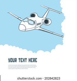 flying plane on sky background