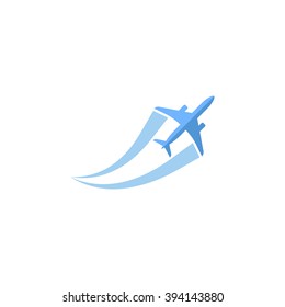 Flying plane silhouette logo. Vector illustration airplane.