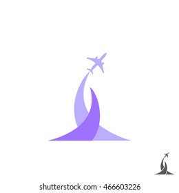 Flying plane silhouette logo. Vector illustration airplane.