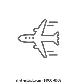 Flying plane simple icon on white background flat vector illustration