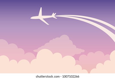 Flying plane in the sky vector tillustration.