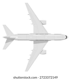 Draufsicht auf das Fliegerflugzeug. Passagierflugverkehr