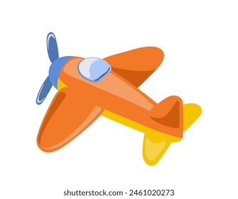 Flying plane toy item for children games and recreation vector illustration isolated on white