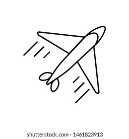 Flying plane vector icon. Airplane on white background