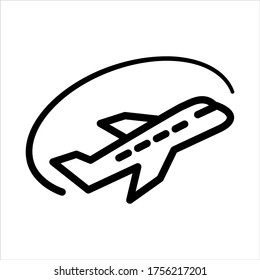 Flying plane vector icon on white background