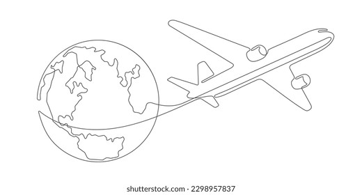 Flying plane.Airplane .Planet Earth.Vector illustration.