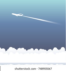 Flying planes in the sky background vector drawn