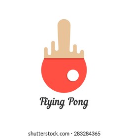 flying pong with red melted tennis racket. concept of championship, visual identity, sport store. isolated on white background. flat style trend modern brand design vector illustration