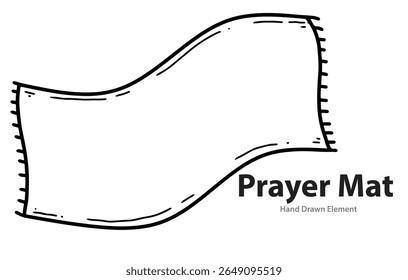 Flying prayer mat hand drawing, black outline, simple, coloring page
