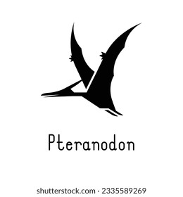 Flying Pteranodon dinosaur silhouette icon. Vector illustration. 