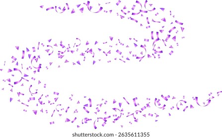 Flying purple confetti isolated decor celebration, holiday, birthday, party and anniversary