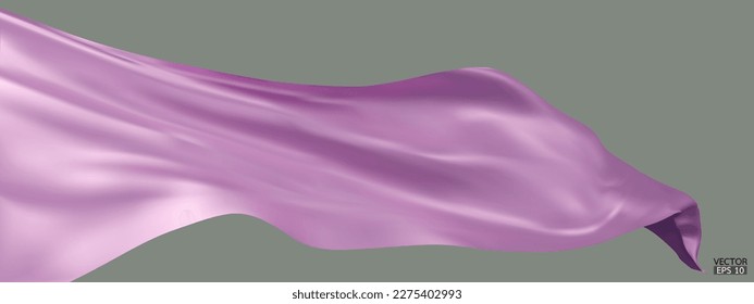 Fondo de la bandera textil de seda morada volando. Satin suave y elegante morado aislado de fondo azul para la gran ceremonia de inauguración. Cortina púrpura. 3.ª ilustración vectorial