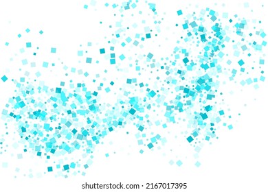 Diseño de cuatro formas voladoras. Textura geométrica de ladrillos cuadrados de color azul claro. Fondo de tarjeta vectorial de cuatro bits creativo.