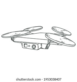 flying quadcopter drone with camera