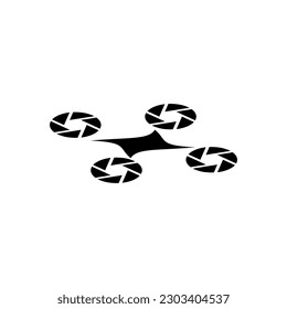 Flying quadcopter drone logo, isolated vector illustration Design for stickers, logo, web and mobile app.