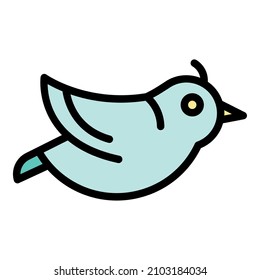 Flying quail icon. Outline flying quail vector icon color flat isolated