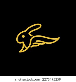 Flying rabbit wings line modern creative logo