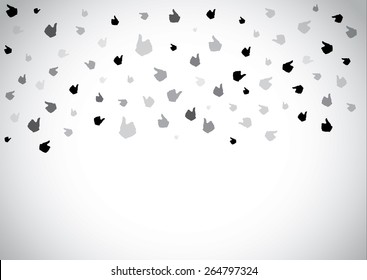 flying rain of thumbs up social media like with bright white background