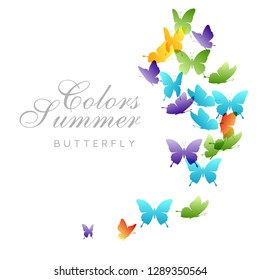 Flying rainbow butterflies. Vector decoration element.