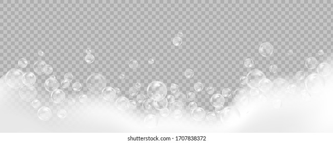 Flying rainbow transparent soap bubbles on  white background.Reaistic colored balls.Vector texture.