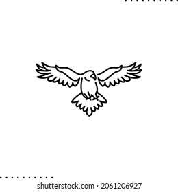 flying raven vector illustration in outlines