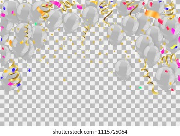 Flying Realistic Glossy white Balloons with celebration, festival, birthday or branding design decoration.