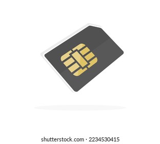 Fliegendes realistisches Logo-Design von SIM-Karten. Mobiles Netzwerk mit esim Mikrochip-Technologie. Mobilkommunikationstechnologie. Mobile globale Internetkommunikation, Vektordesign und Illustration.
