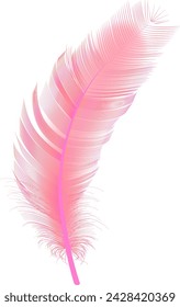 Flying realistic vector  goose or swan pink feathers.Ecological feather filler for pillows, blankets or jackets.Vector concept design.
