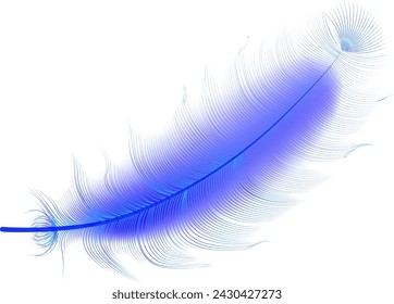 Flying realistic vector  goose or swan blue feathers.Ecological feather filler for pillows, blankets or jackets.Vector concept design.
