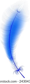 Flying realistic vector  goose or swan blue feathers.Ecological feather filler for pillows, blankets or jackets.Vector concept design.
