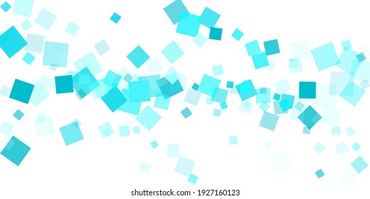 Flying rectangles design. Light blue square bricks geometric confetti. Contemporary quad blocks vector isolated on white.