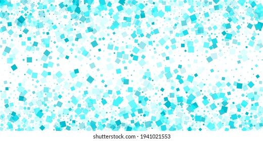 Flying rectangles wallpaper. Vivid cyan square elements geometric scatter. Cool rhombus elements vector isolated on white.