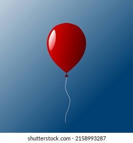 ilustración de globo rojo volante aislado en fondo azul