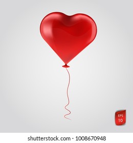 Flying Red Balloon Shape Heart On Stock Vector (Royalty Free ...