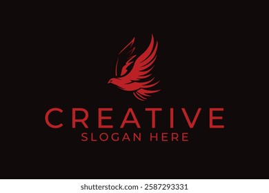 flying red bird aggressive logo design vector