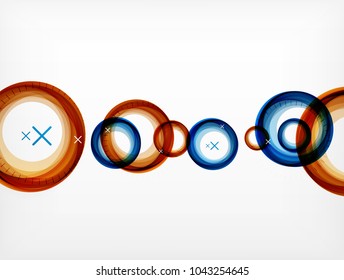 Flying red and blue abstract circles, vector geometric background, color air bubbles, web banner template, business or technology presentation background or elements, vector illustration