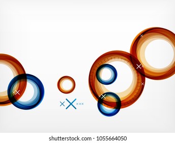 Flying red and blue abstract circles, vector geometric background, color air bubbles, web banner template, business or technology presentation background or elements, vector illustration