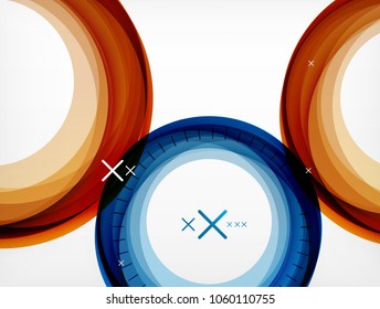 Flying red and blue abstract circles, vector geometric background, color air bubbles, web banner template, business or technology presentation background or elements, vector illustration