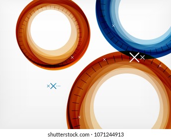 Flying red and blue abstract circles, vector geometric background, color air bubbles, web banner template, business or technology presentation background or elements, vector illustration