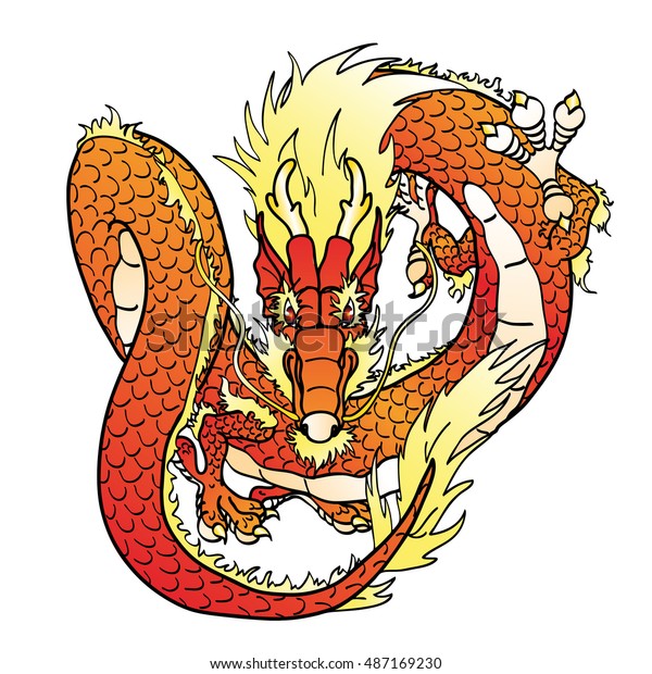 Flying Red Chinese Asian Dragon On Stock Vector (Royalty Free ...